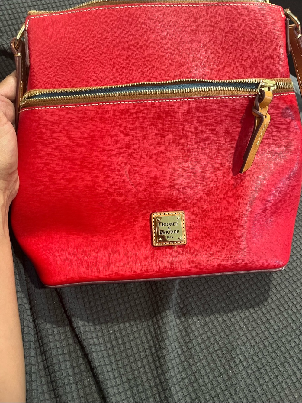 Dooney & Bourke Bright Red Leather Crossbody with Gold Hardware
